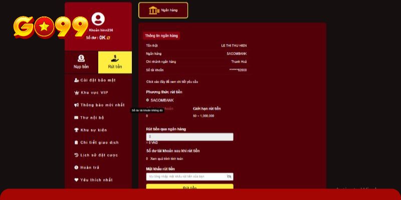 Chi tiết từng thao tác nhận thưởng GO99